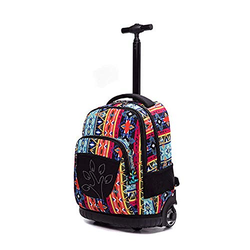 Qcc& Boys Girls Rolling School Backpack - High Capacity Outdoor Travelling Trolley Schoolbag