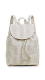 BAGGU Women's Drawstring Backpack, Natural Grid, Off White, Plaid, One Size