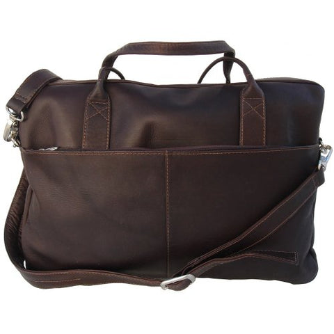 Piel Leather Top-Zip Portfolio, Chocolate, One Size