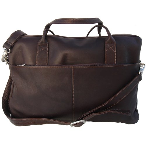 Piel Leather Top-Zip Portfolio, Chocolate, One Size