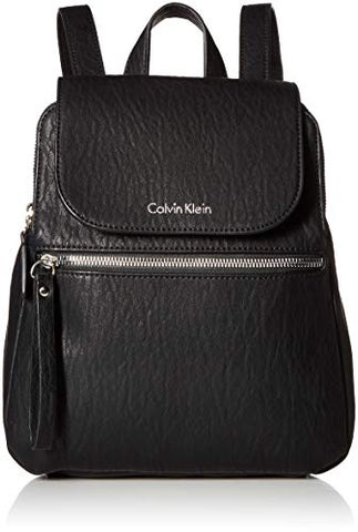 Calvin Klein Elaine Bubble Lamb Novelty Key Item Flap Backpack, Black/Silver