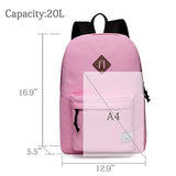 Lightweight Backpack for School, VASCHY Classic Basic Water Resistant Casual Daypack for Travel with Bottle Side Pockets (Pink)