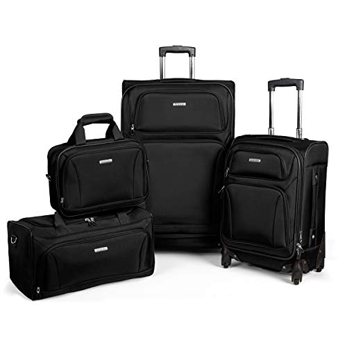 American Tourister Premium 4 Piece Lightweight Set (20" & 28" Spinners + Duffel & Boarding) (Black)