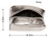 Saks Fifth Avenue Textured Zip Pouch Charcoal Makeup Bag