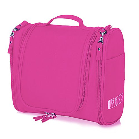 Hanging Toiletry Bag Travel Cosmetic Kit - Large Essentials Organizer - Sturdy Hook Makeup bag - Heavy Duty Waterproof for Men and Womens (Rose Pink)
