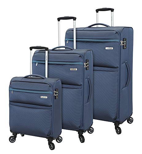 Regent Square Travel - Luggage Set With Spinner Goodyear Wheels - Built-In TSA Lock - Set of 3 Pieces - Soft Case - Night Blue