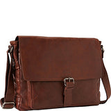 Mancini Leather Goods Messenger Bag with RFID Secure Pocket (Black)