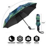 NiYoung Green Banana Leaf Print Travel Sun&Rain Windproof Umbrella, Lightweight Compact Automatic Umbrellas Golf Umbrellas for Kids Women Men, Umbrella for Summer Gifts