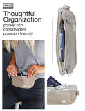 Travel Money Belt with RFID Block - Theft Protection and Global Recovery Tags (Beige REG - fits