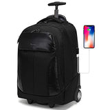 Wheeled Laptop Backpack with USB Charging Port Waterproof Luggage Suitcase