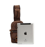 Men's Designed Small Chest Pack Purse Cross-body Shoulder Bag Cotton Canvas Leather Backpack