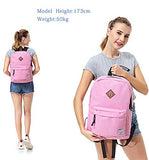 Lightweight Backpack for School, VASCHY Classic Basic Water Resistant Casual Daypack for Travel with Bottle Side Pockets (Pink)