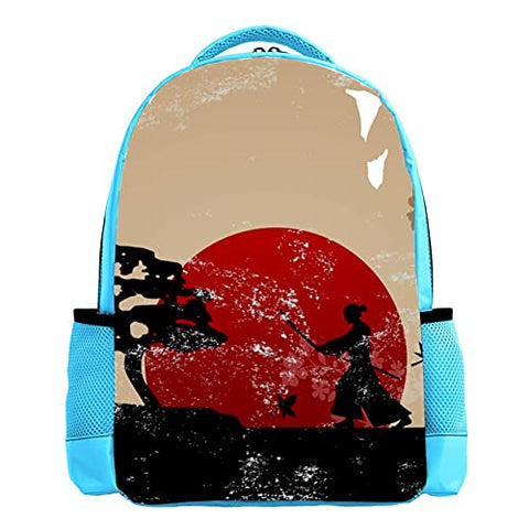 LORVIES Retro Japanese Martial Backpack Kids School Book Bags for Elementary Primary Schooler for Boys