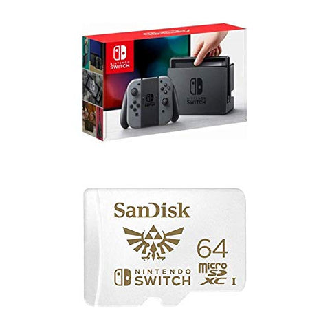 Nintendo Switch - Gray Joy-Con with SanDisk 64GB MicroSDXC UHS-I Card