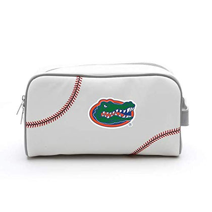 Zumer Sport Florida Gators Baseball Leather Travel Toiletry Kit Zippered Pouch Bag - Made from The Same Materials as a Baseball - White