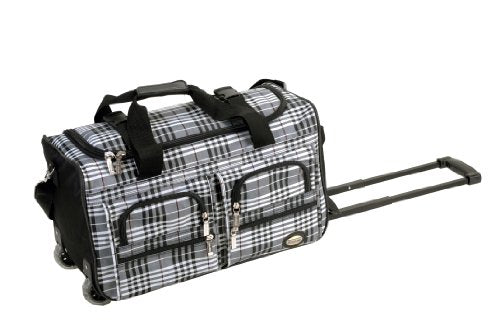 Rockland Luggage 22 Inch Rolling Duffle Bag, Black Cross Plaid, One Size