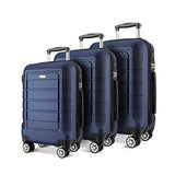 SHOWKOO Luggage Sets Expandable PC+ABS Durable Suitcase Double Wheels TSA Lock Blue