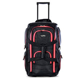 Olympia 22" 8 Pocket Rolling Duffel, Black+Red, One Size
