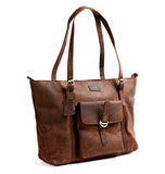 Cuero 16" Brown Leather Women's Bag/handbag/purse/shopping Tote Bag