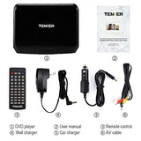 TENKER 11" Portable DVD Player with 9.5" Swivel Screen, Built-in Rechargeable Battery and SD Card Slot & USB Port [Upgraded Version]