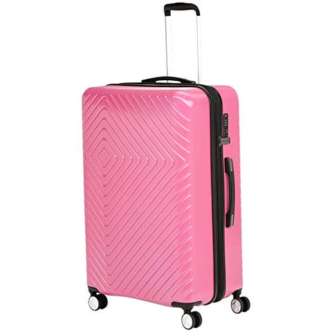 AmazonBasics Geometric Luggage Expandable Suitcase Spinner 28-Inch, Pink