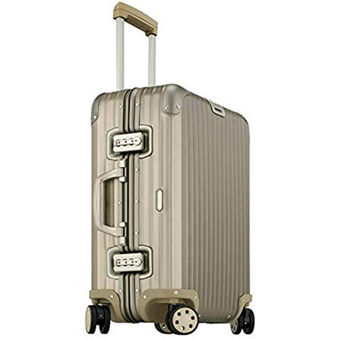 Rimowa Topas Titanium Carry on Luggage IATA 21" Inch Multiwheel 32L Suitcase - Champagne
