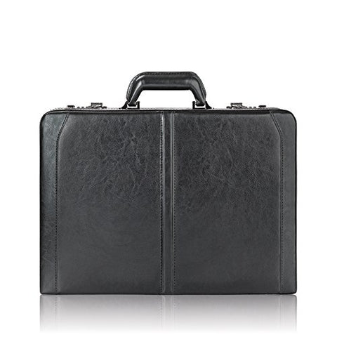 Solo Broadway Premium Leather 16 Inch Laptop Attaché, Hard-Sided With Combination Locks, Black