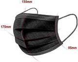 100pcs Black Disposable Face Mask 3-ply Black Face Masks Breathable