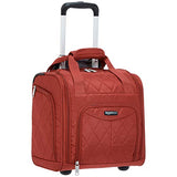AmazonBasics Underseat Carry On Rolling Travel Luggage Bag - Red Quilted