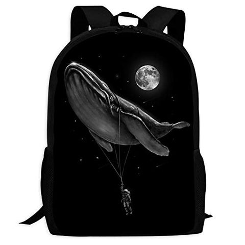 Astronauts Whale | Comfortable & Light School Bags Multiple Pockets Backpack for Kids/Youth/Boys/Girls
