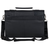 Ben Sherman Leather Double Compartment 15" Flapover Laptop Business Portfolio (RFID), Black