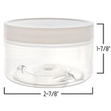 4 Ounce Plastic Wide-Mouth Storage Jars (20 pack) with Labels - Low Profile Straight-Sided Clear Empty Refillable Food-Grade BPA-Free PET Containers with White Screw-On Lids for DIY Beauty, Crafts
