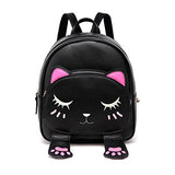 Diomo Women Kids Backpack For Girls Satchel School Book Bag Cute Cat Travel Daypack (Black)