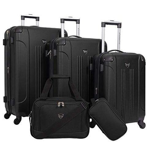 Travelers Club Sky+ Luggage Set, Black, 5 Piece