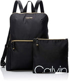 Calvin Klein Tatiana Nylon Packable Zip Around Backpack, Black/Gold