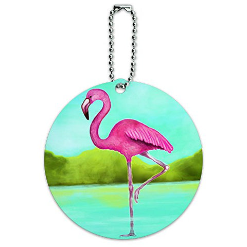 Flamingo Round Luggage Id Tag Card Suitcase Carry-On