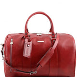 Tuscany Leather Tl Voyager Travel Leather Duffle Bag - Small Size Red Leather Travel Bags