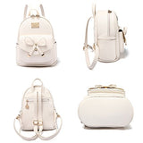 Pincnel Girls Bowknot Cute Leather Backpack Mini Shoulder Bag Backpack Purse For Women, Beige