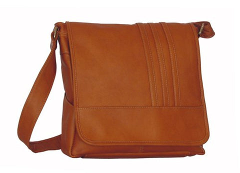 David King & Co. Vertical Laptop Messenger with 3 Stripes, Tan, One Size