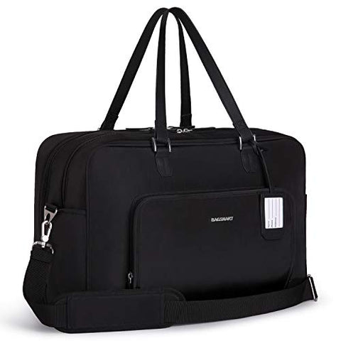 BAGSMART Weekender Bag Travel Duffle Bag Large Carry On Overnight Bag Carry On Bag for Personal Items, Black, 27L