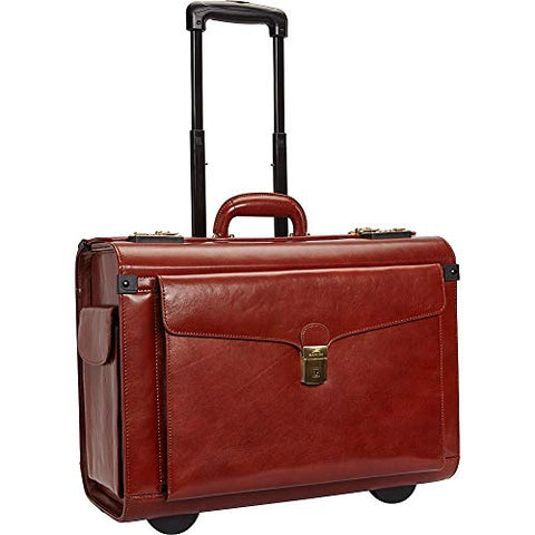 Mancini Leather Goods Deluxe Wheeled Catalog Case (Brown)