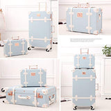 Unitravel Vintage Suitcase Set Rolling PU Trunk Luggage with Train Case (Blue, 24inch+12inch)