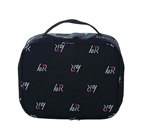 [Black] Stylish Waterproof Cosmetic Bag Toiletry Bag Makeup Case