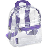 Water Resistant Clear Mini Backpacks for School, Beach - Stadium Approved Bag with Adjustable Straps (Purple)