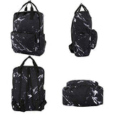 Violet Mist College Marble Backpack Bag Waterproof Laptop for Girls Adults （Black Marble）
