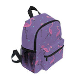 GIOVANIOR Purple Flamingos Blue Dots Lightweight Travel School Backpack for Boys Girls Kids