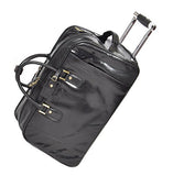 Black Wheeled Holdall Leather Duffle Gym Cabin Travel Luggage Weekend Bag Pete