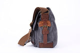 Berchirly Military Canvas Shoulder Messenger Bag Leather Straps for 14.7Inch Laptop