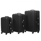 New Black 3 Pcs Luggage Travel Set Bag Abs Trolley Suitcase