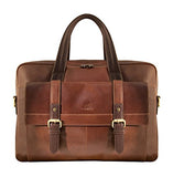 Mancini Leather Goods RFID Secure Double Compartment Laptop Briefcase